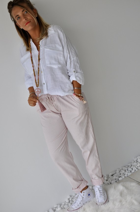 The Olivia Pants Striped Pink