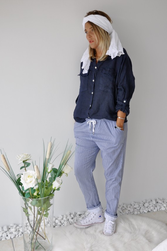 Pantalon Olivia Rayé Bleu