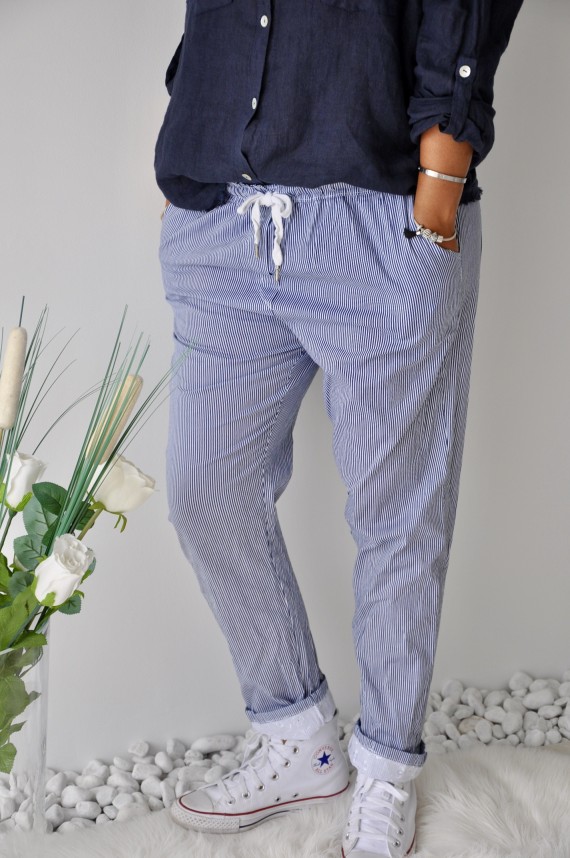 Pantalon Olivia Rayé Bleu