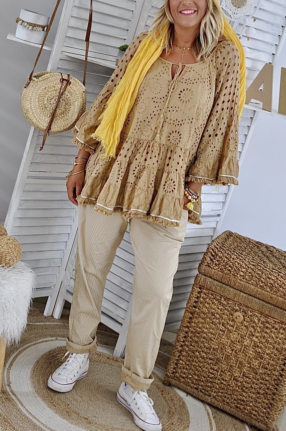 Pants Olivia Striped Camel