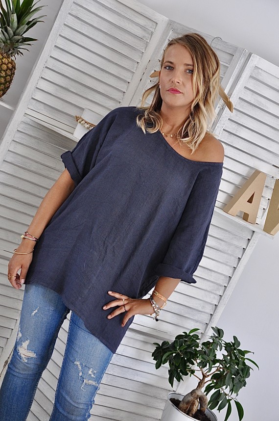 Tee-shirt Amanda Lin Bleu Marine