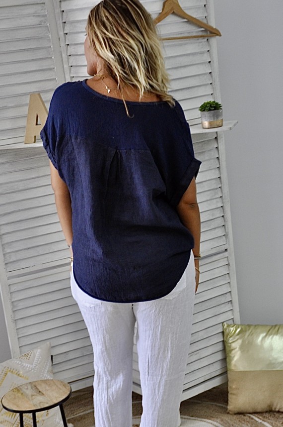 Tee-shirt Romane Bleu Marine