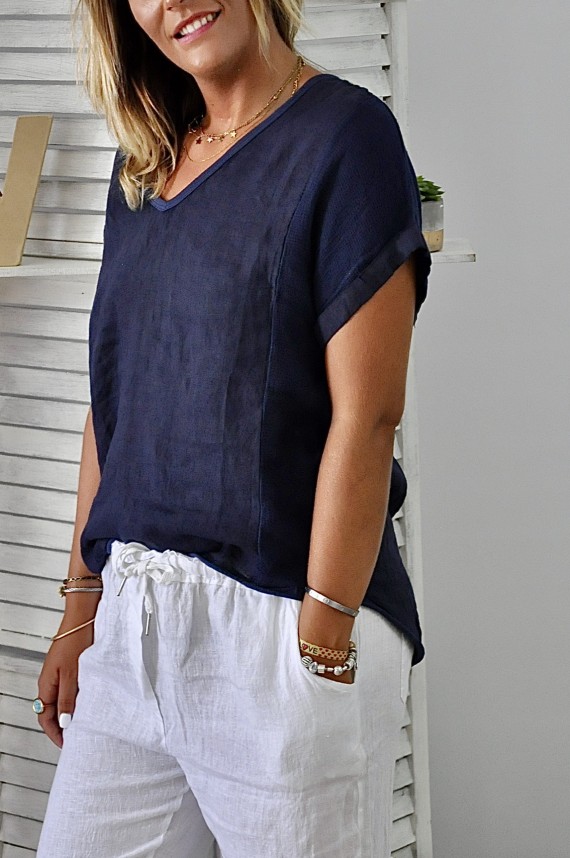 Tee-shirt Romane Bleu Marine