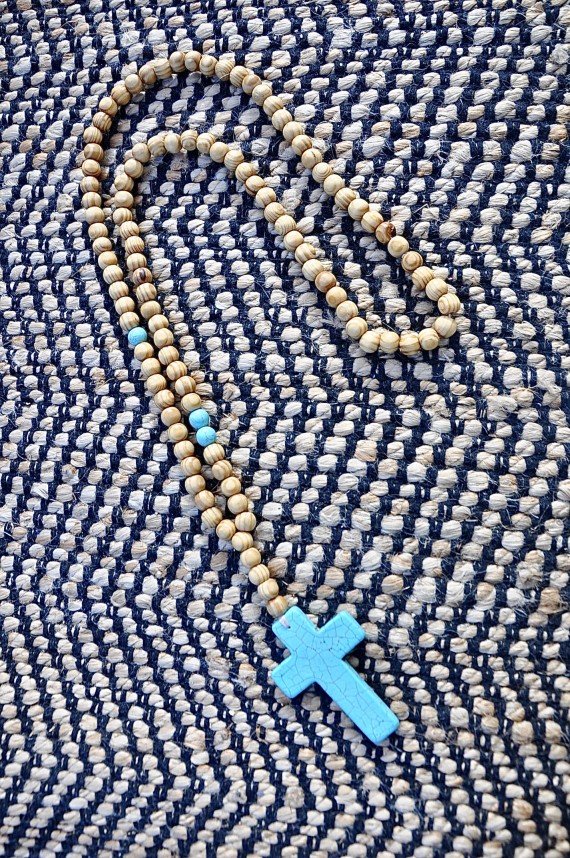 Sautoir Croix Turquoise