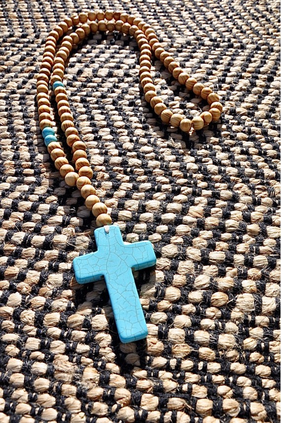 Sautoir Croix Turquoise