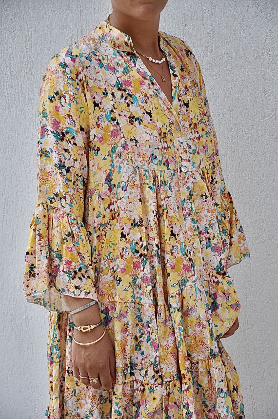 Robe Girly Flowers Jaune