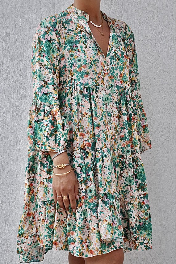 Dress Girly Flowers Green