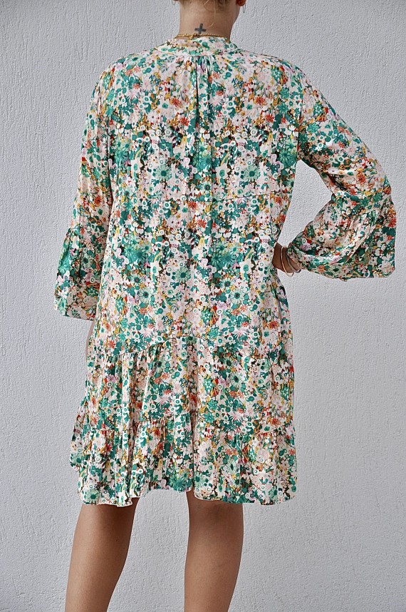 Dress Girly Flowers Green