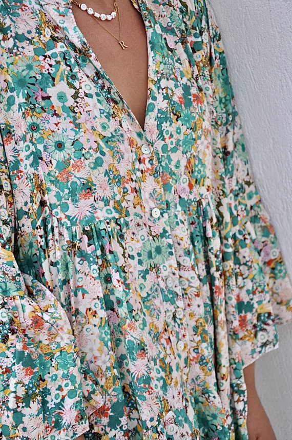 Dress Girly Flowers Green