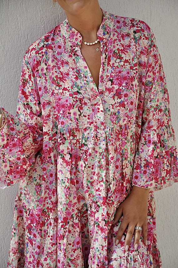Robe Girly Flowers Fuchsia